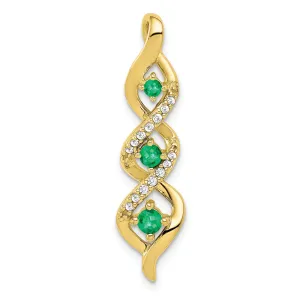 10k 3-stone Twisted Diamond and Emerald Chain Slide
