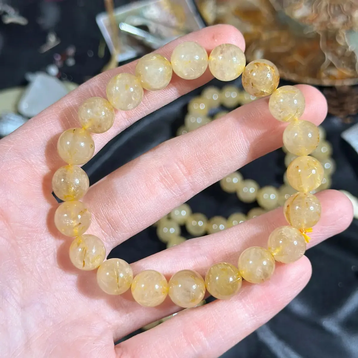 10MM Golden Rutile Stretchy Bracelet
