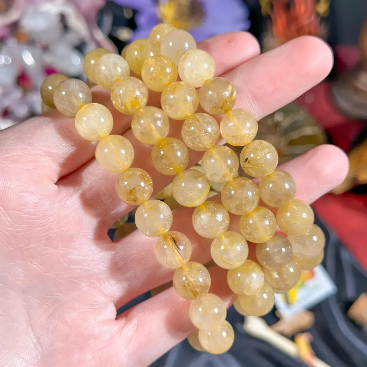 10MM Golden Rutile Stretchy Bracelet
