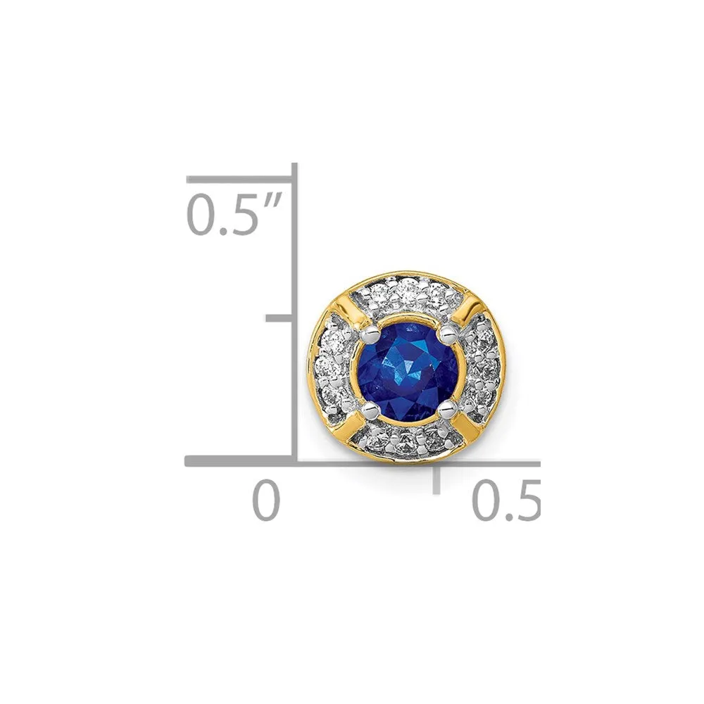 14k 1/10ct. Diamond and .33 Sapphire Fancy Chain Slide