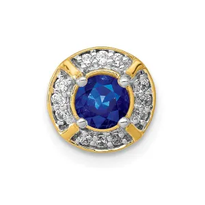 14k 1/10ct. Diamond and .33 Sapphire Fancy Chain Slide