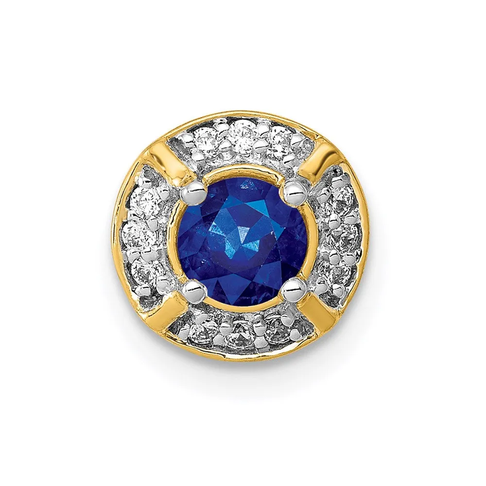14k 1/10ct. Diamond and .33 Sapphire Fancy Chain Slide