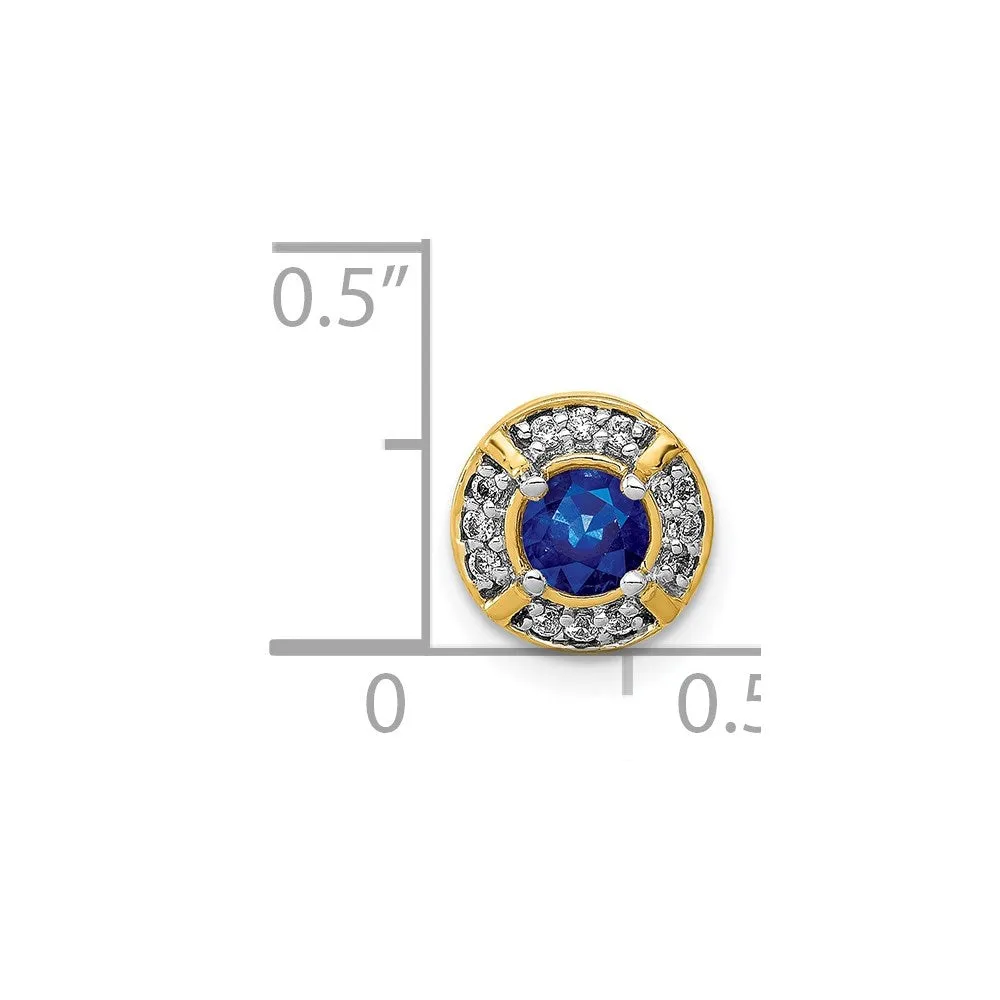 14k 1/15ct. Diamond and .25 Sapphire Fancy Chain Slide