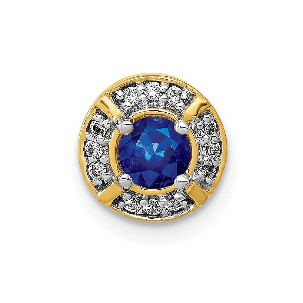 14k 1/15ct. Diamond and .25 Sapphire Fancy Chain Slide