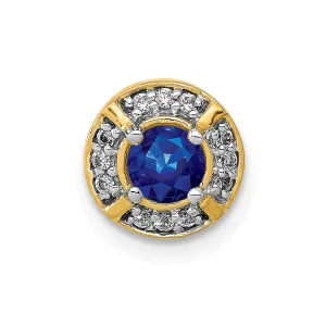 14k 1/15ct. Diamond and .25 Sapphire Fancy Chain Slide