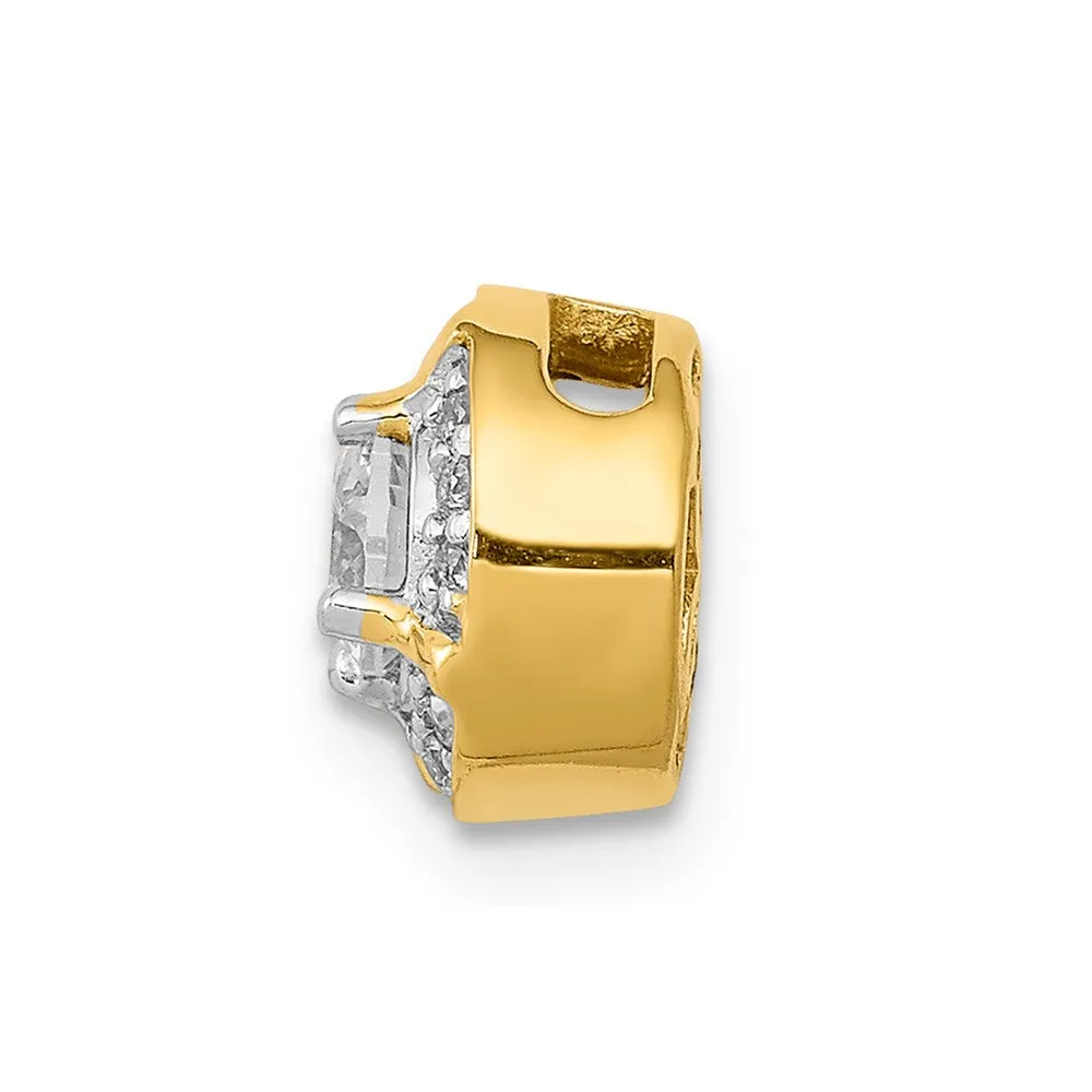 14k 1/15ct. Diamond and .25 Sapphire Fancy Chain Slide