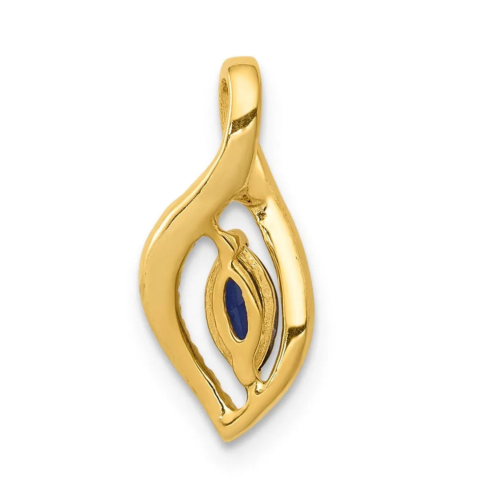 14k Diamond and Marquise .37 Sapphire Pendant