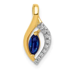14k Diamond and Marquise .37 Sapphire Pendant