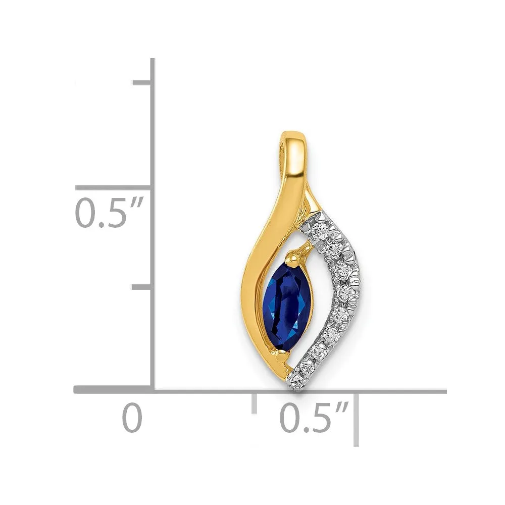 14k Diamond and Marquise .37 Sapphire Pendant