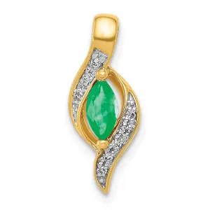 14k Diamond and Marquise Emerald Pendant