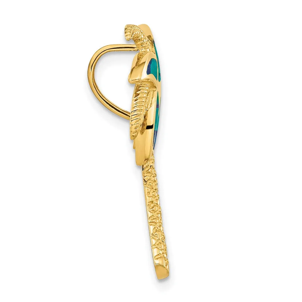 14k Lab Created Opal Palm Tree Slide
