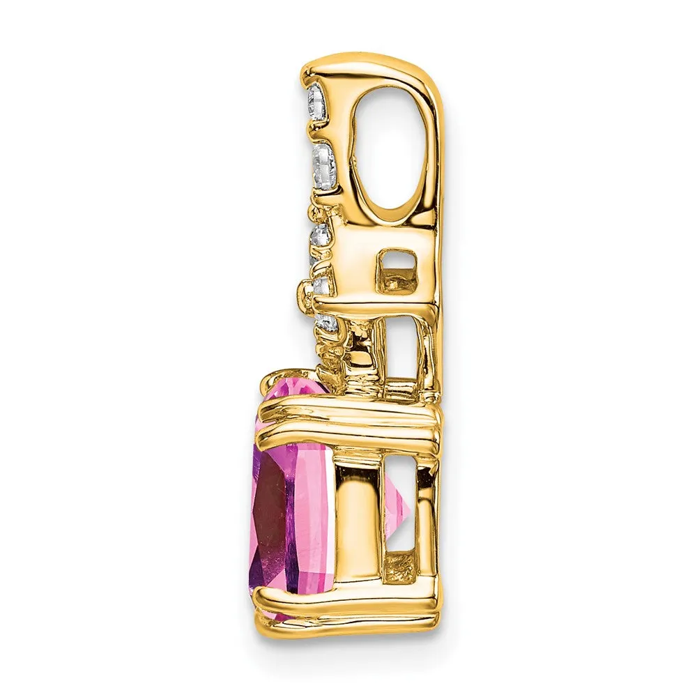 14k Lab Grown Diamond & Created Pink Sapphire Pendant