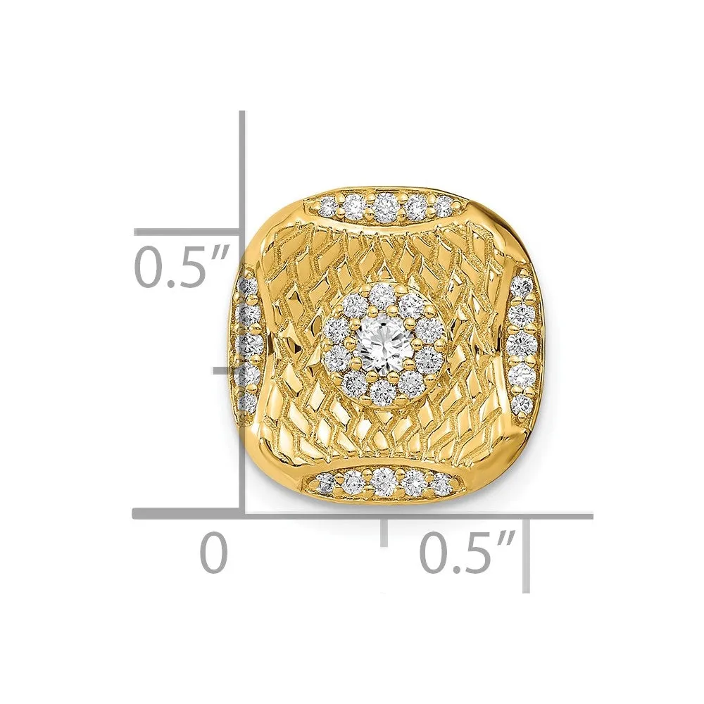 14k Polished Diamond Square Weave Chain Slide