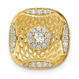14k Polished Diamond Square Weave Chain Slide