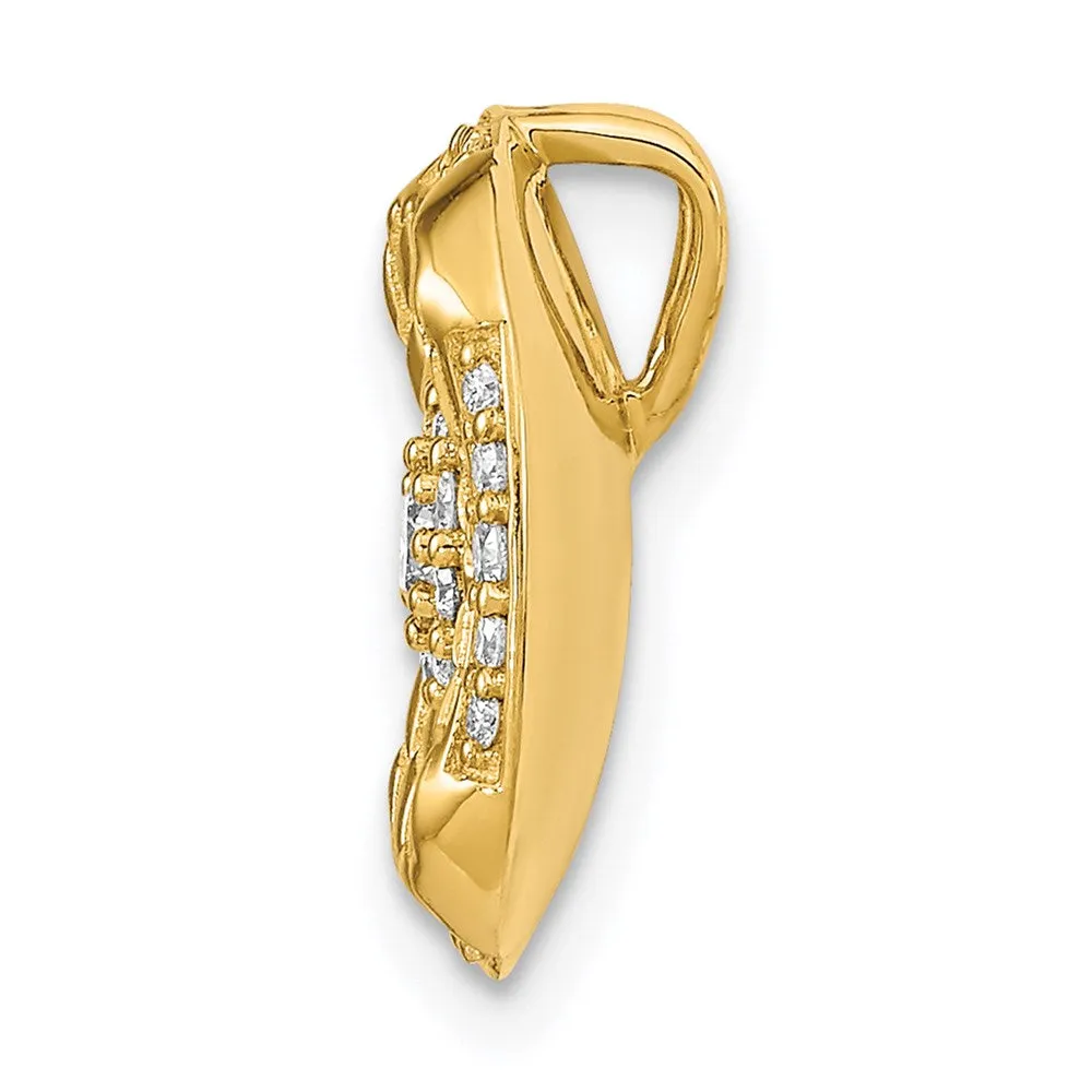 14k Polished Diamond Square Weave Chain Slide
