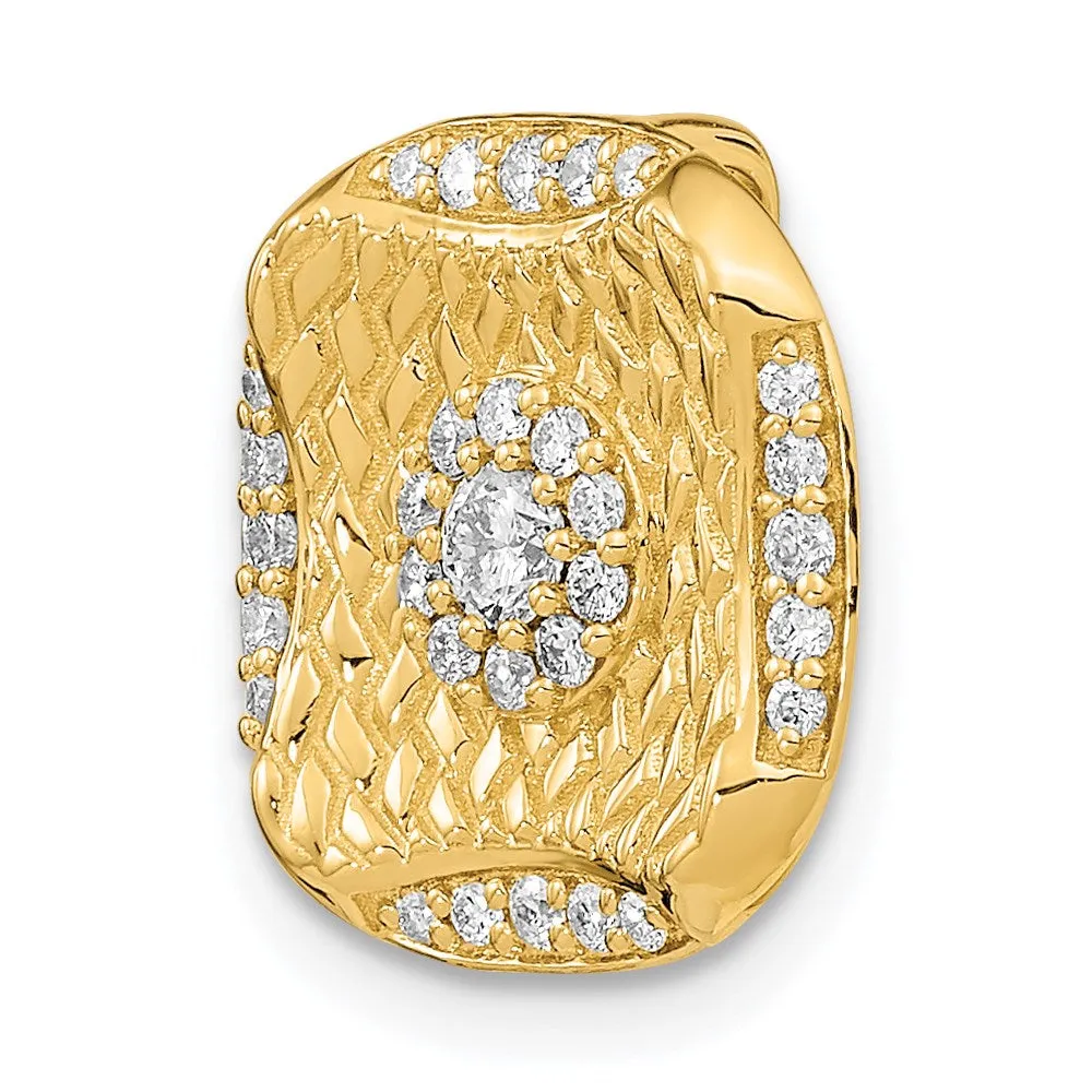 14k Polished Diamond Square Weave Chain Slide