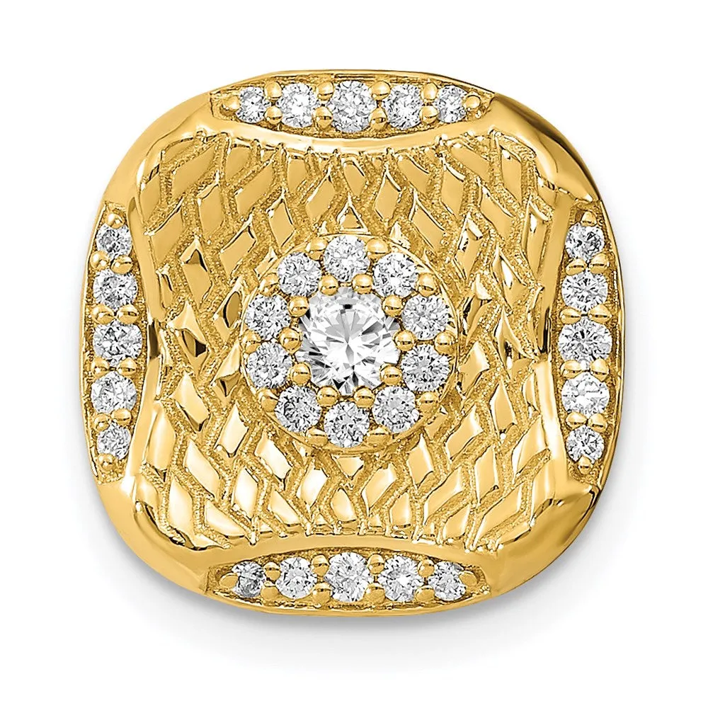 14k Polished Diamond Square Weave Chain Slide