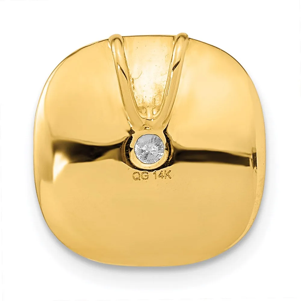 14k Polished Diamond Square Weave Chain Slide