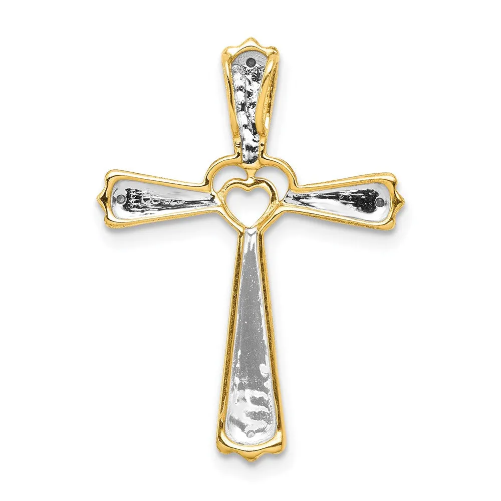 14k Rhodium Diamond Cross Pendant