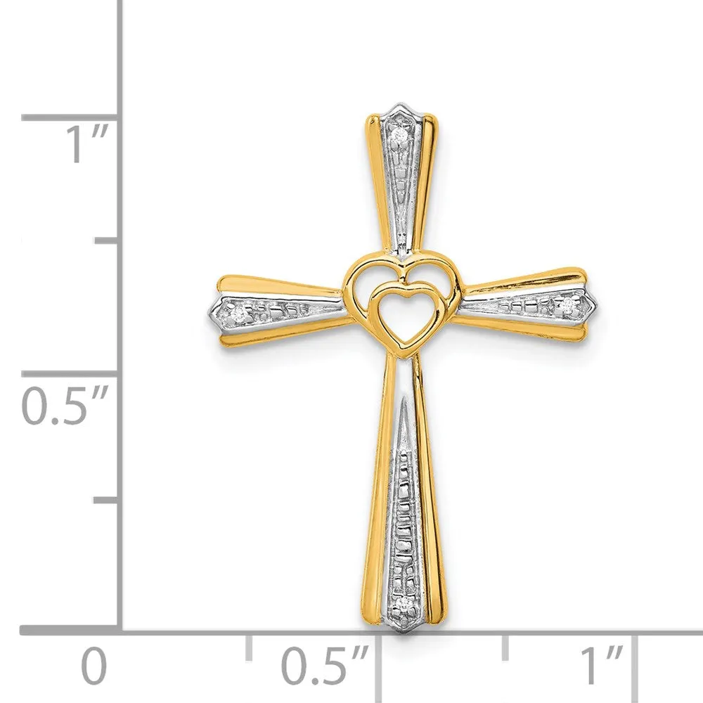 14k Rhodium Diamond Cross Pendant