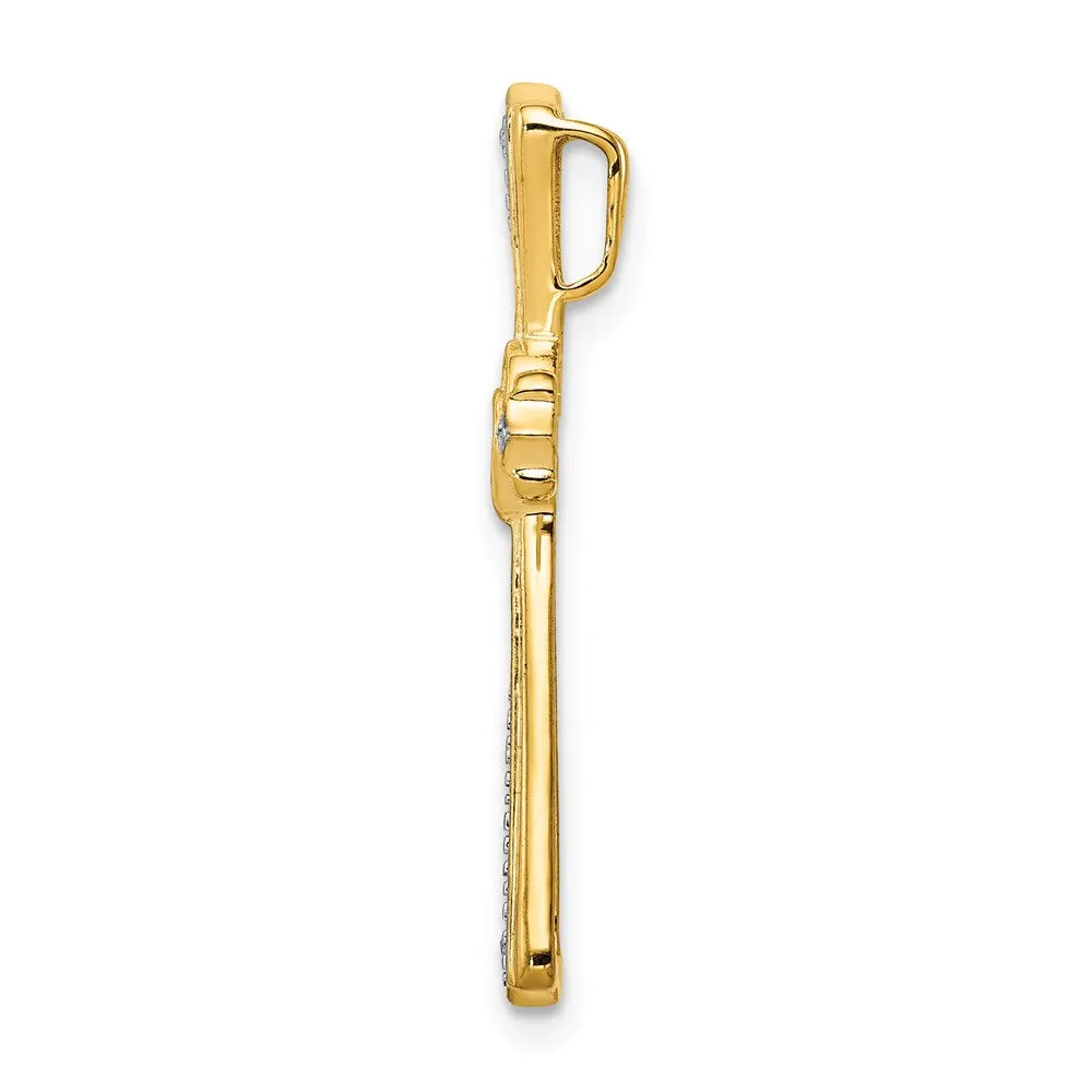 14k Rhodium Diamond Cross Pendant