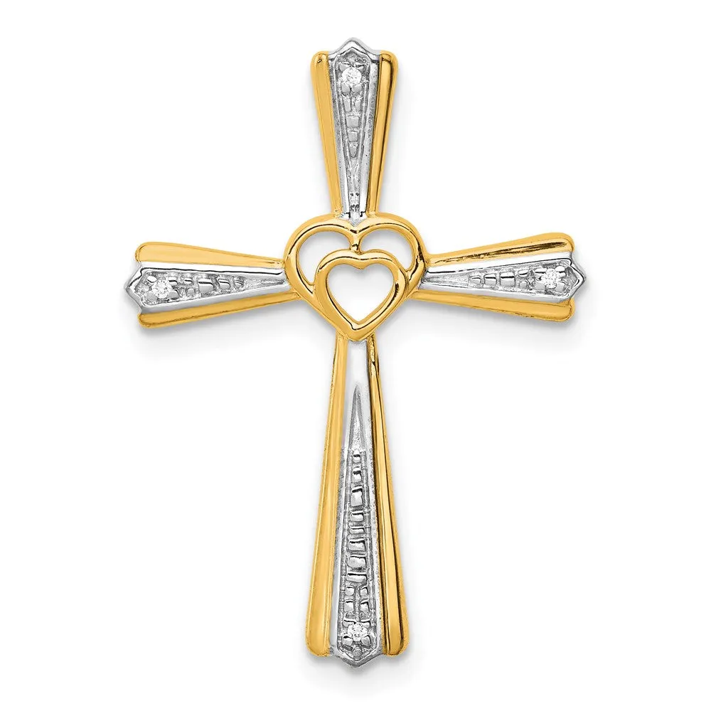 14k Rhodium Diamond Cross Pendant