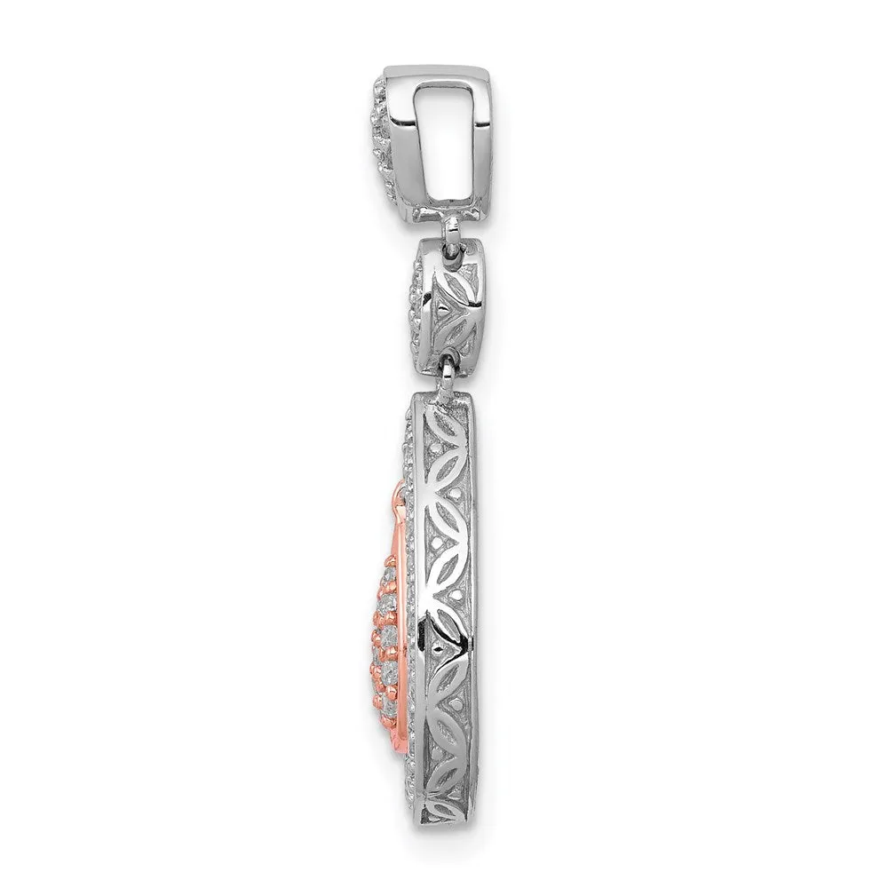 14k Rose and White Gold 1/4ct. Diamond Double Teardrop Chain Slide