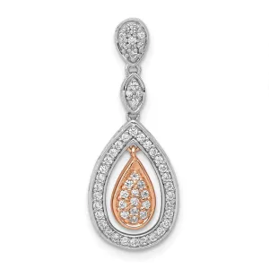 14k Rose and White Gold 1/4ct. Diamond Double Teardrop Chain Slide