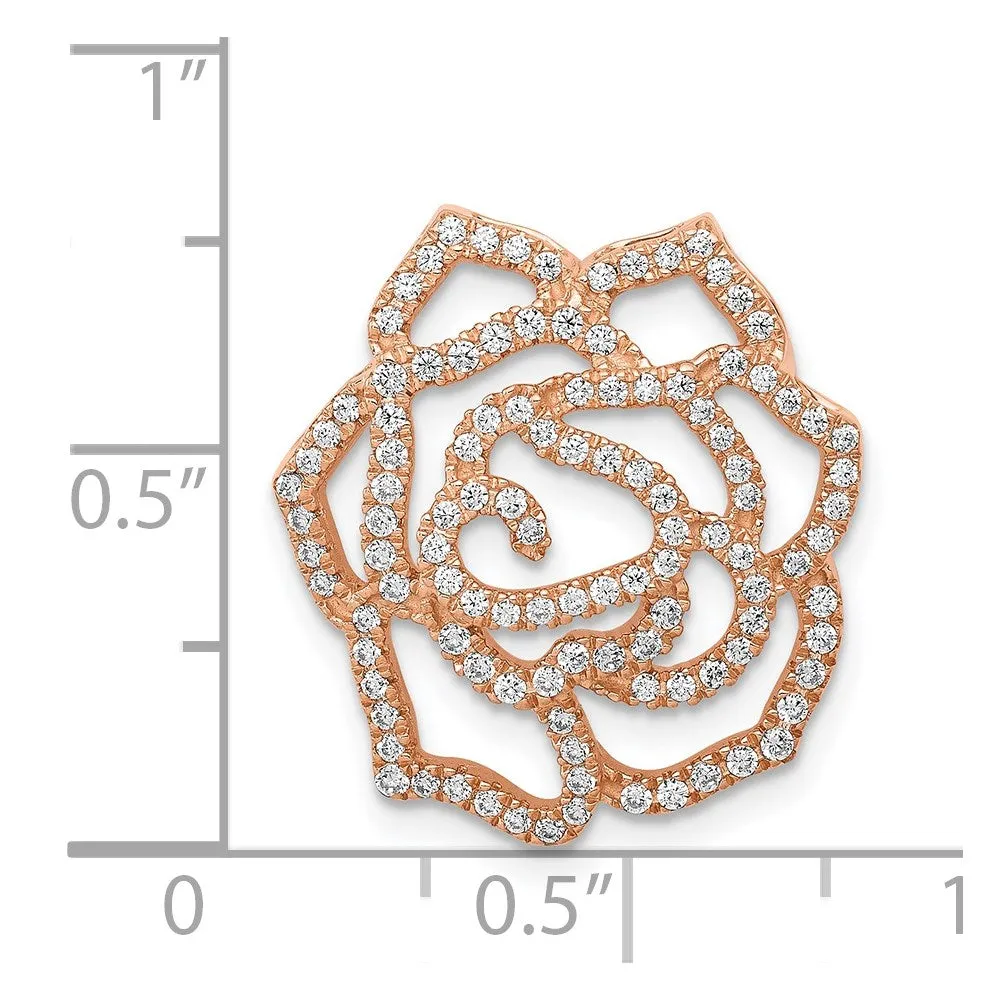 14k Rose Gold Diamond Fancy Flower Chain Slide