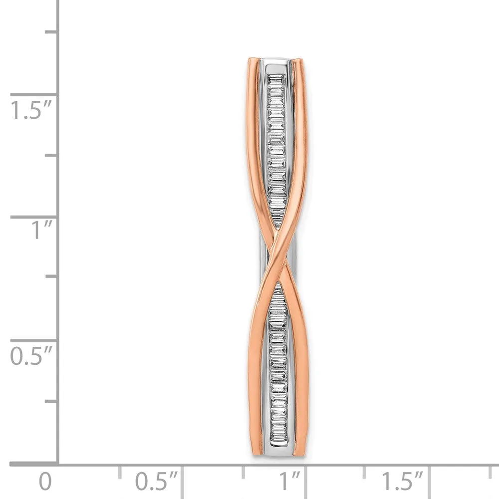 14k Two-tone 1/2ct. Diamond Fancy Criss-Cross Bar Chain Slide
