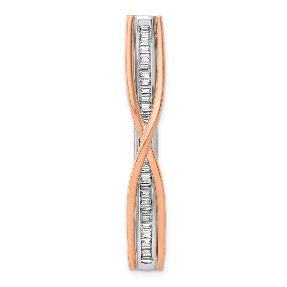 14k Two-tone 1/2ct. Diamond Fancy Criss-Cross Bar Chain Slide