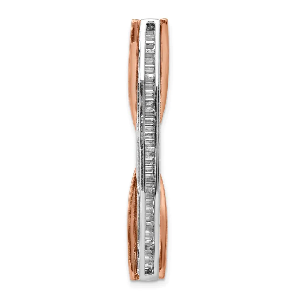 14k Two-tone 1/2ct. Diamond Fancy Criss-Cross Bar Chain Slide