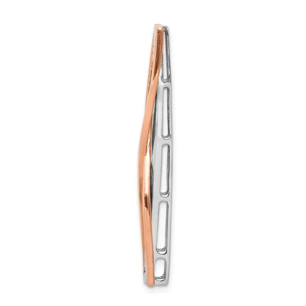 14k Two-tone 1/2ct. Diamond Fancy Criss-Cross Bar Chain Slide