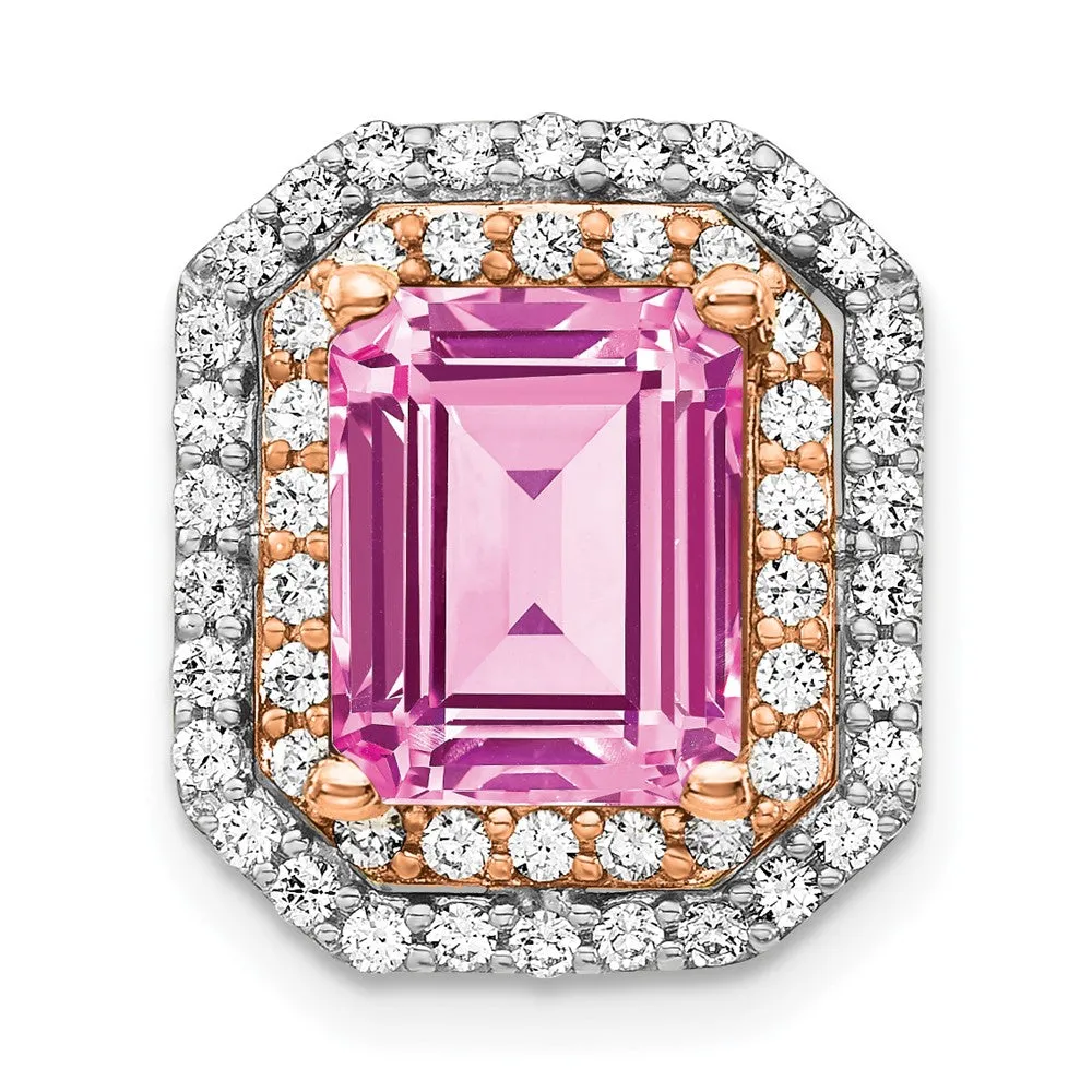 14k Two-Tone Lab Grown Diamond & Created Pink Sapphire Pendant