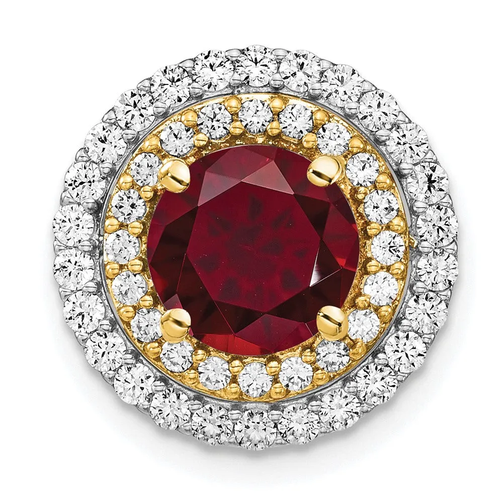 14k Two-Tone Lab Grown Diamond & Created Ruby Pendant