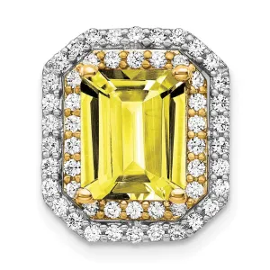 14k Two-Tone Lab Grown Diamond & Created Yellow Sapphire Pendant