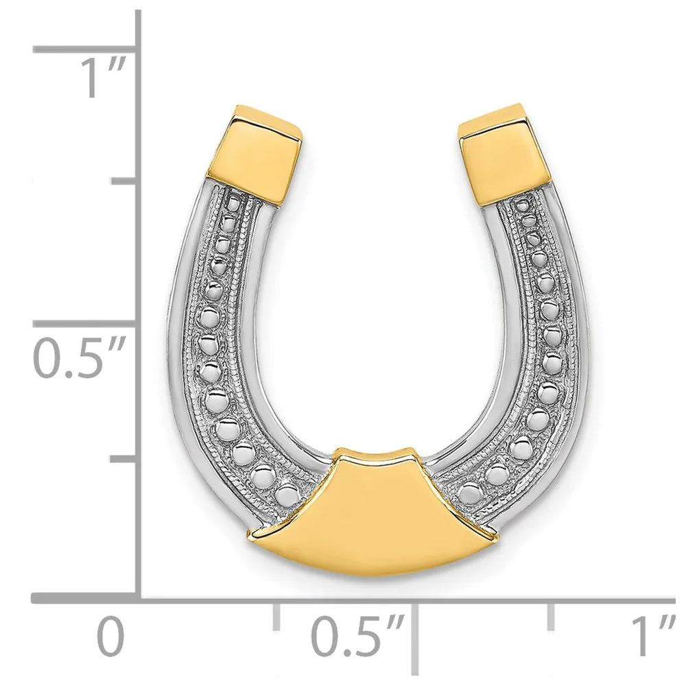 14k w/ Rhodium Horseshoe Chain Slide Charm