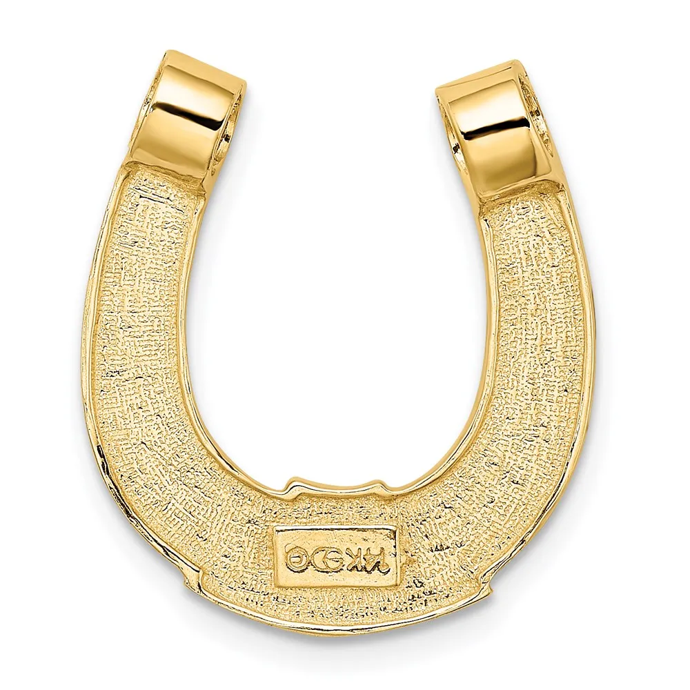 14k w/ Rhodium Horseshoe Chain Slide Charm
