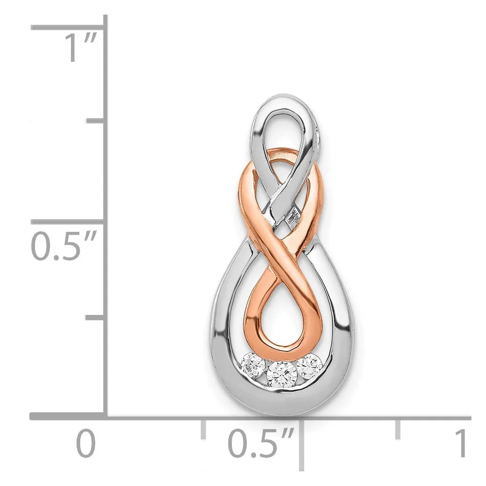 14k White and Rose Gold Diamond Double Infinity Chain Slide