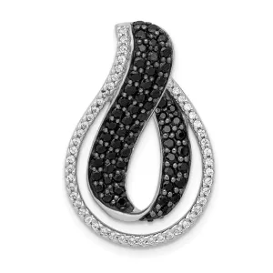 14k White Gold 1 1/10ct. Black and White Diamond Twist Loop Slide