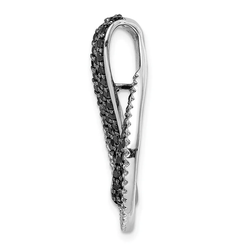 14k White Gold 1 1/10ct. Black and White Diamond Twist Loop Slide