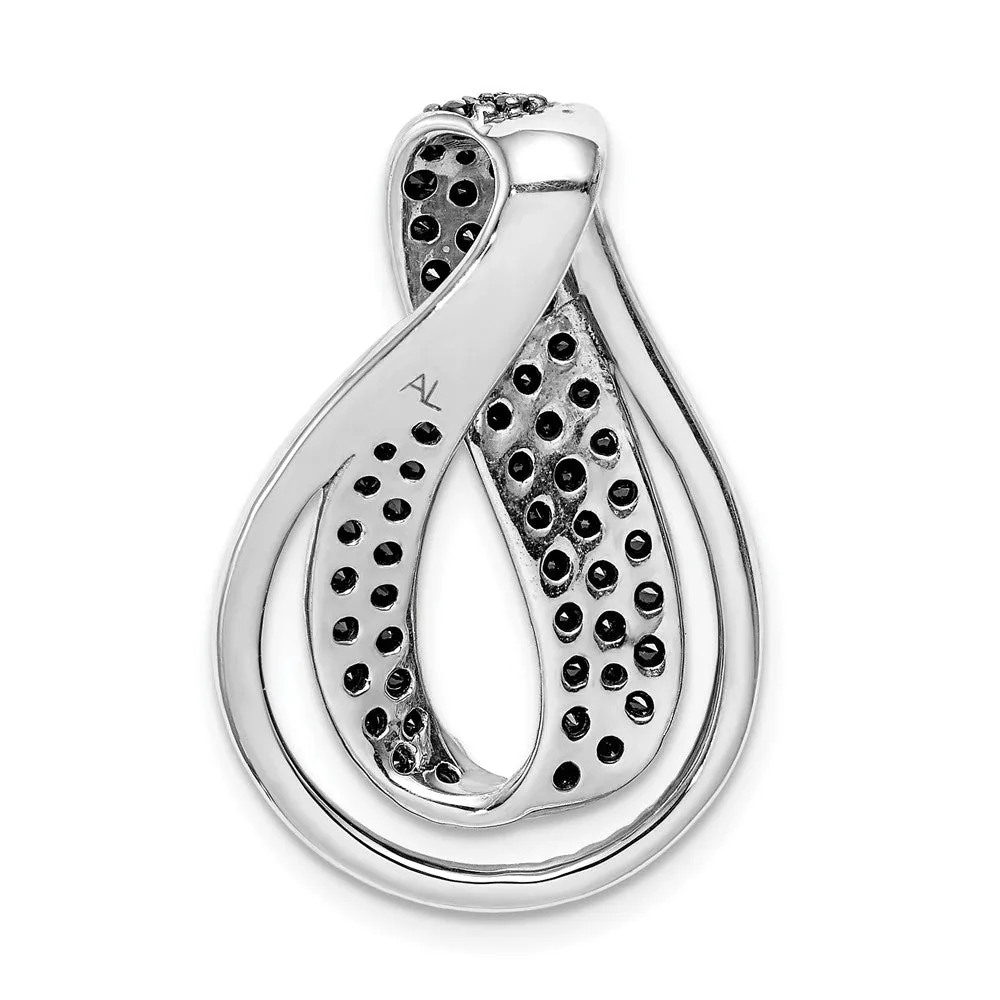 14k White Gold 1 1/10ct. Black and White Diamond Twist Loop Slide