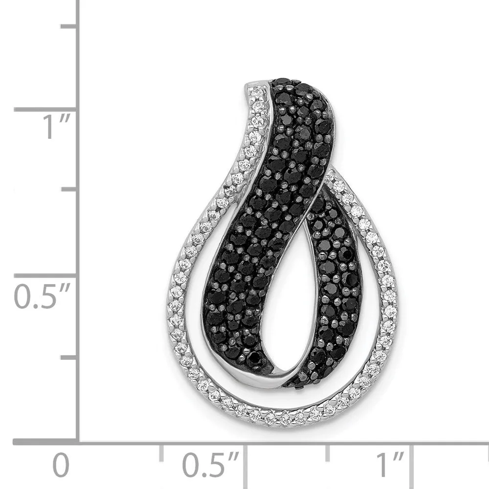 14k White Gold 1 1/10ct. Black and White Diamond Twist Loop Slide