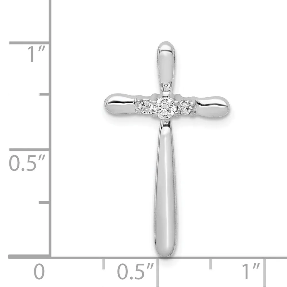 14k White Gold 1/10ct. Diamond Cross Chain Slide
