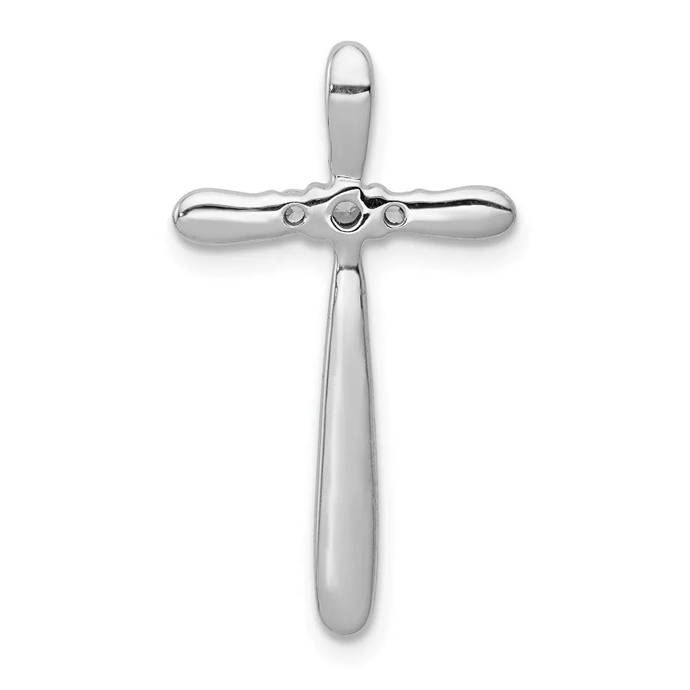 14k White Gold 1/10ct. Diamond Cross Chain Slide