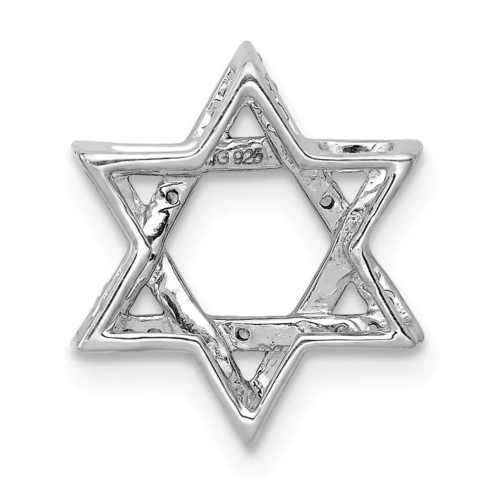 14k White Gold 1/10ct. Diamond Star of David Chain Slide