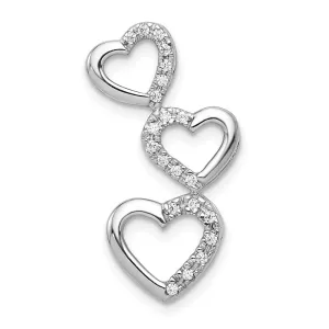 14k White Gold 1/10ct. Diamond Triple Heart Chain Slide