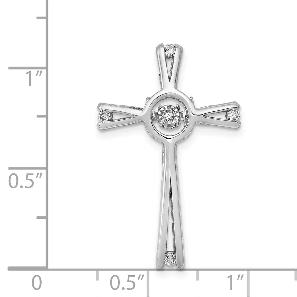 14k White Gold 1/15ct. Vibrant Moving Diamond Cross Chain Slide