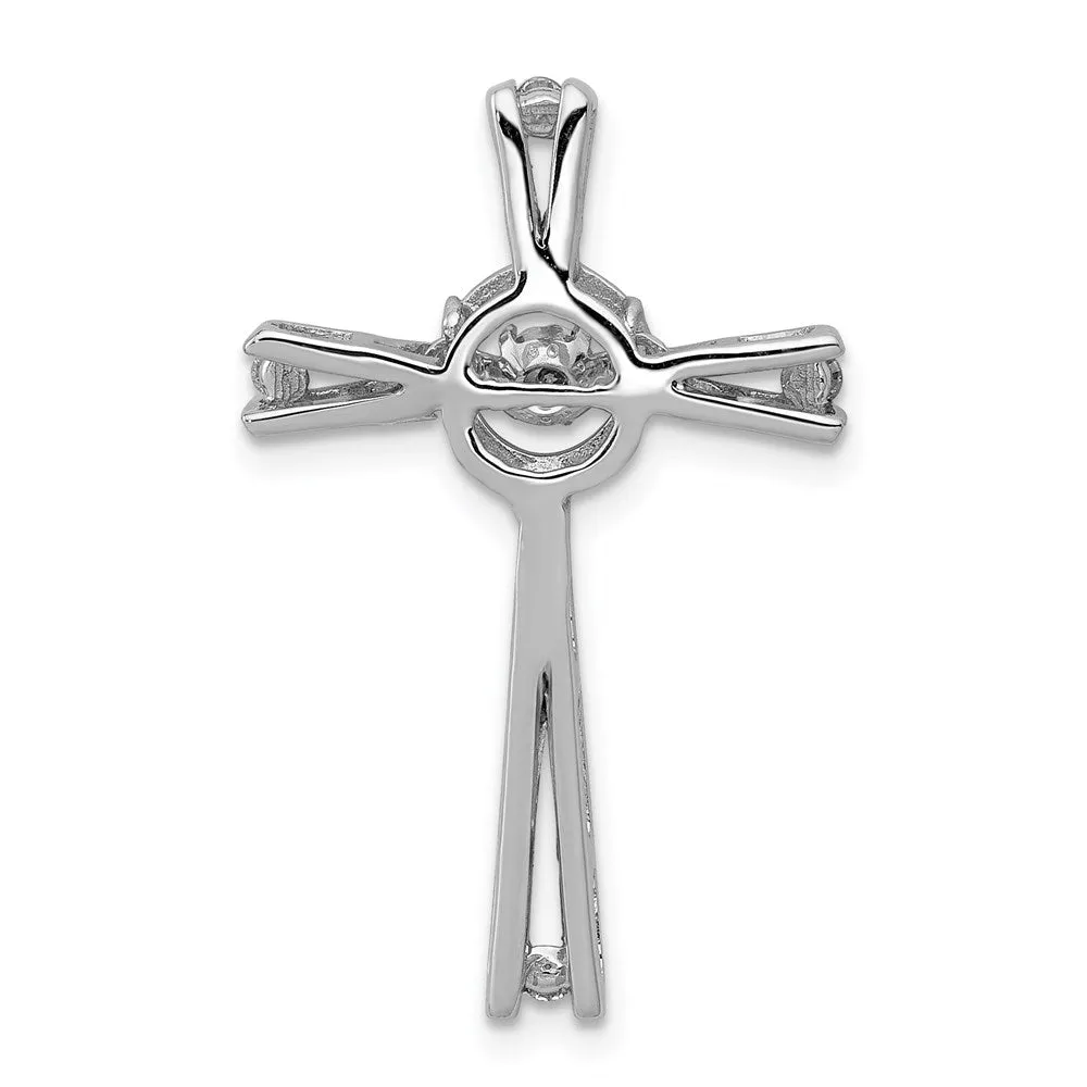 14k White Gold 1/15ct. Vibrant Moving Diamond Cross Chain Slide