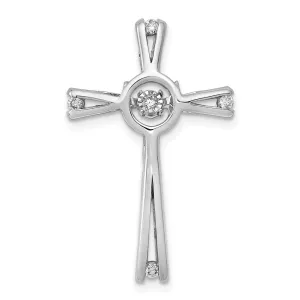 14k White Gold 1/15ct. Vibrant Moving Diamond Cross Chain Slide